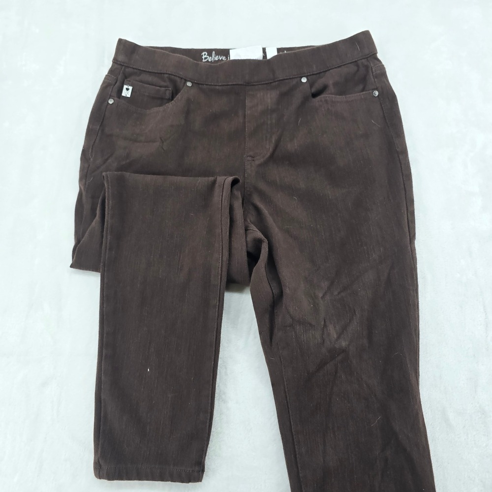 Belle by Kim Gravel Leggings Womens 10P Leggings‎ Brown TripleLuxe Pull-On Knit
